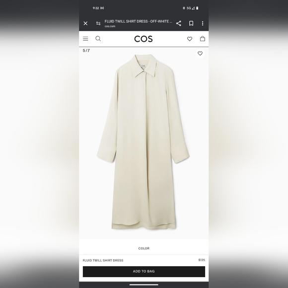 COS NWT Fluid Twill Shirt Dress - Picture 5 of 7